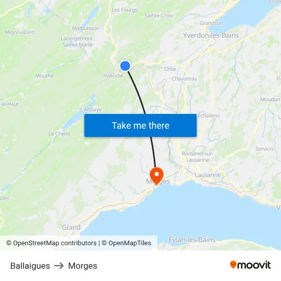 Ballaigues to Morges map