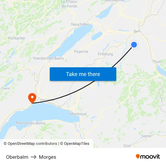 Oberbalm to Morges map