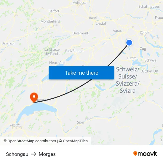Schongau to Morges map