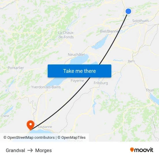 Grandval to Morges map