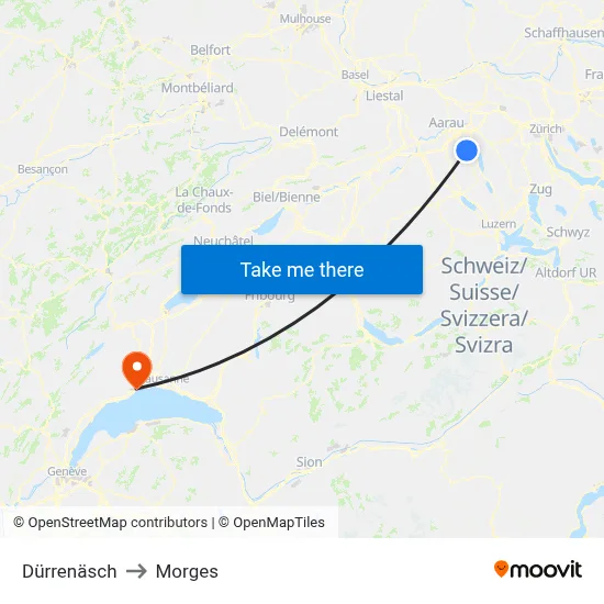 Dürrenäsch to Morges map