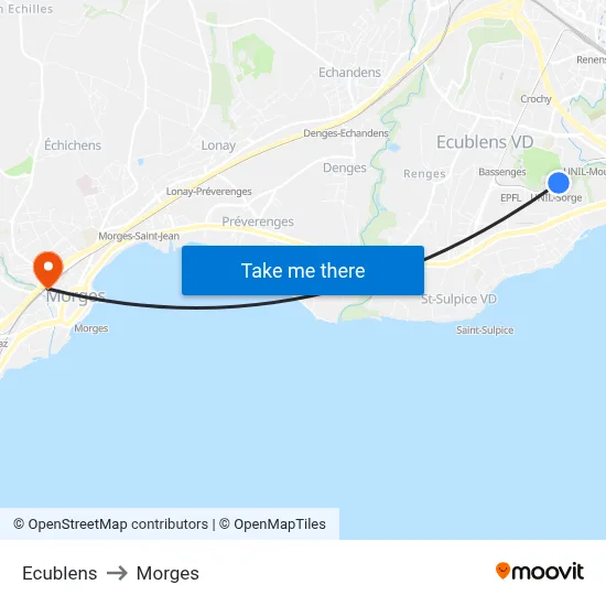 Ecublens to Morges map