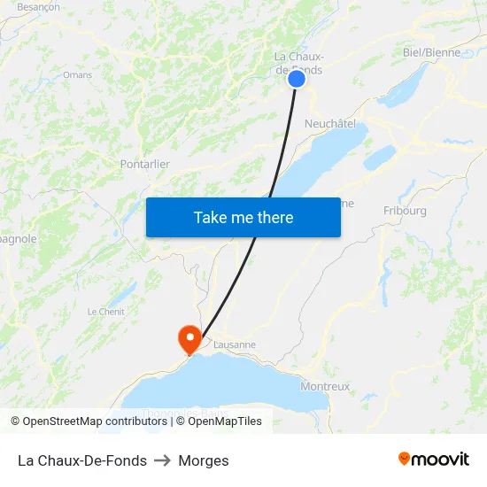 La Chaux-De-Fonds to Morges map