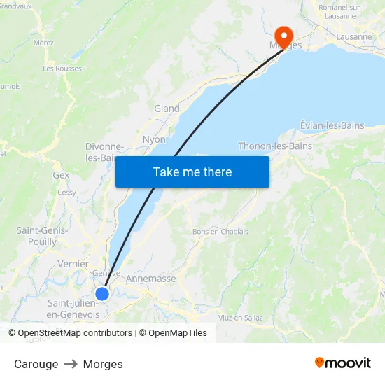 Carouge to Morges map