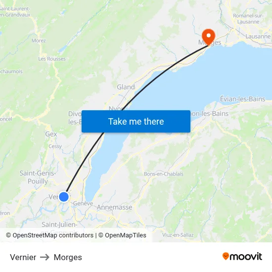 Vernier to Morges map
