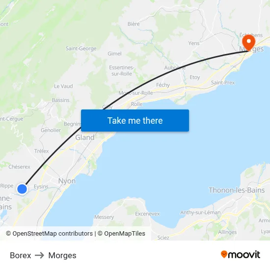 Borex to Morges map