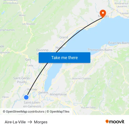 Aire-La-Ville to Morges map