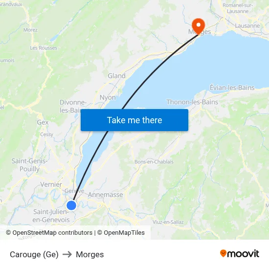 Carouge (Ge) to Morges map