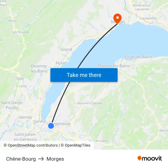Chêne-Bourg to Morges map
