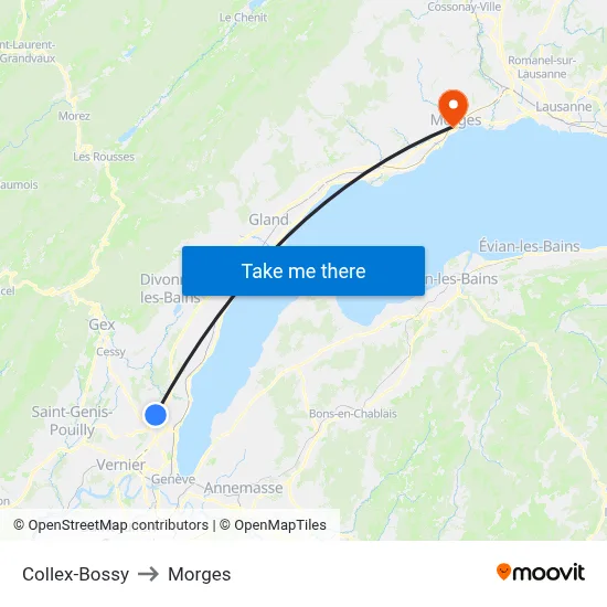 Collex-Bossy to Morges map