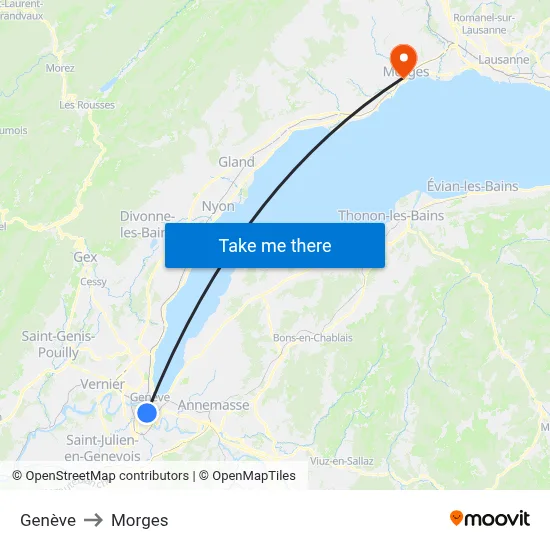 Genève to Morges map
