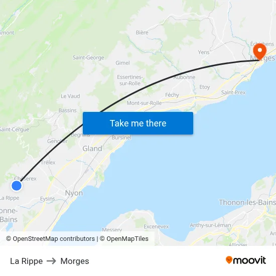 La Rippe to Morges map