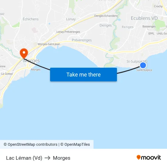 Lac Léman (Vd) to Morges map