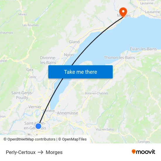 Perly-Certoux to Morges map
