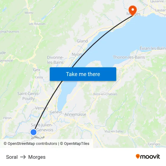 Soral to Morges map