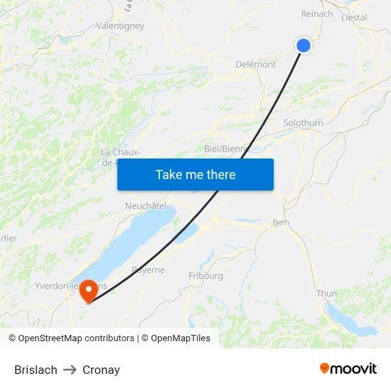 Brislach to Cronay map