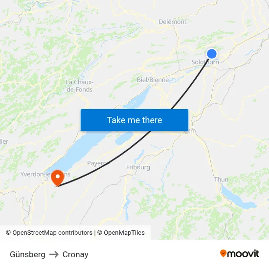 Günsberg to Cronay map