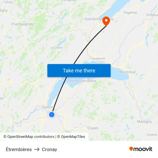 Étrembières to Cronay map