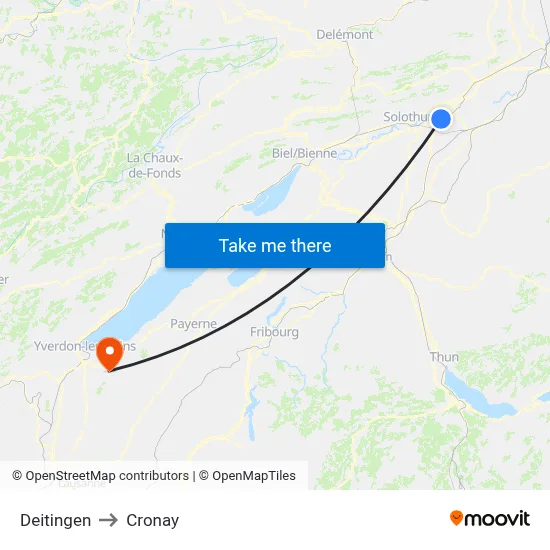 Deitingen to Cronay map