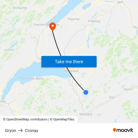 Gryon to Cronay map