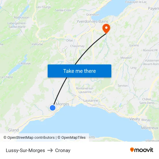 Lussy-Sur-Morges to Cronay map