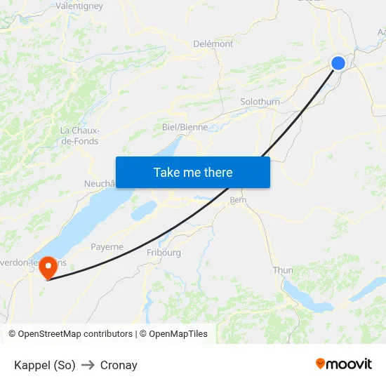 Kappel (So) to Cronay map