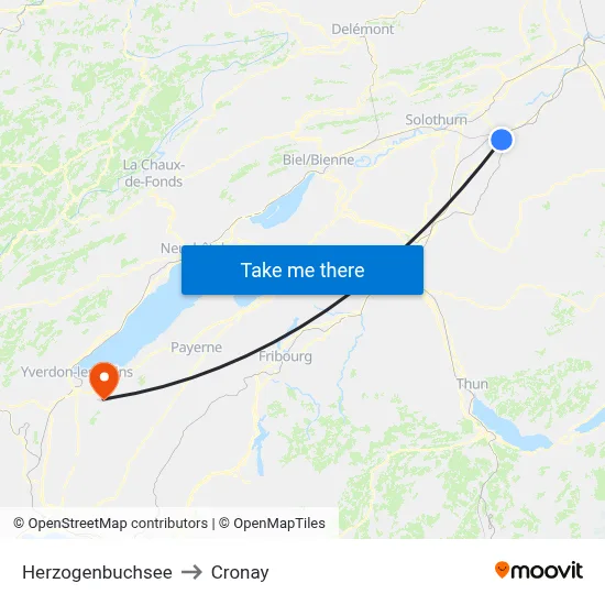 Herzogenbuchsee to Cronay map
