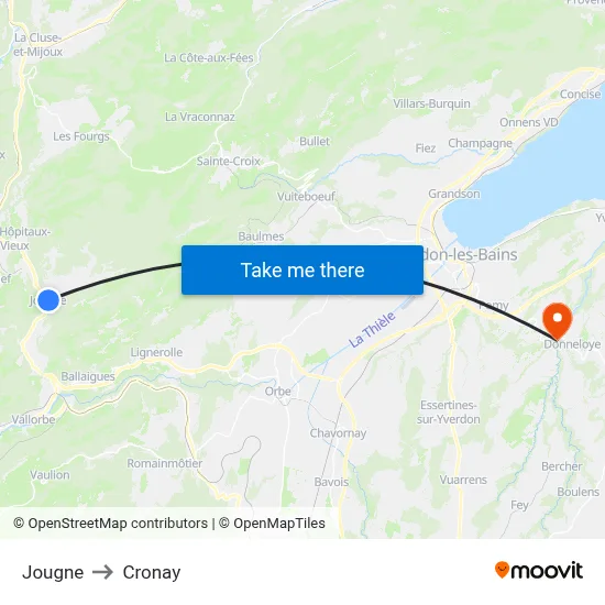 Jougne to Cronay map
