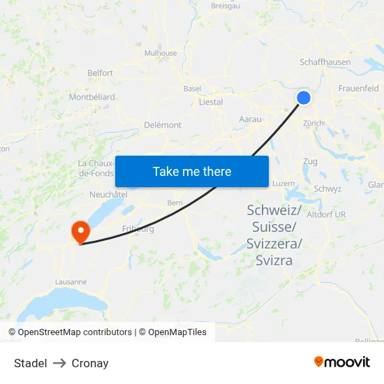 Stadel to Cronay map