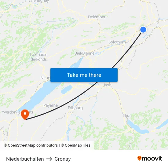 Niederbuchsiten to Cronay map