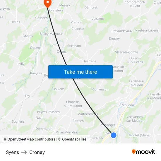 Syens to Cronay map