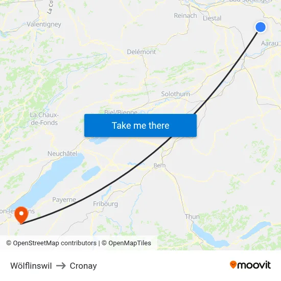 Wölflinswil to Cronay map