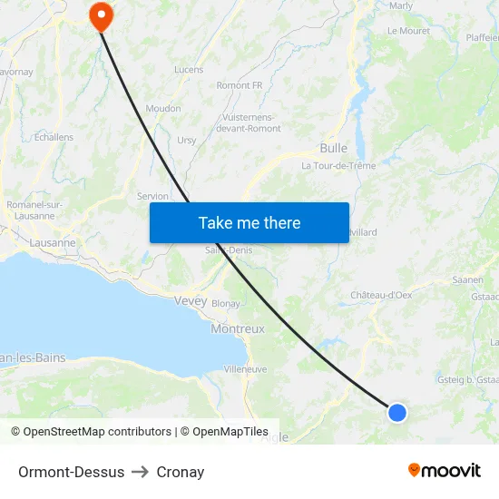 Ormont-Dessus to Cronay map