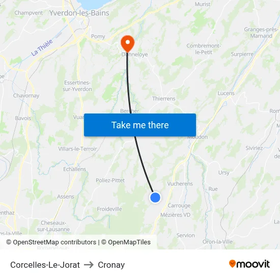 Corcelles-Le-Jorat to Cronay map