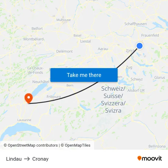 Lindau to Cronay map