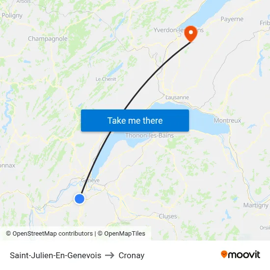 Saint-Julien-En-Genevois to Cronay map