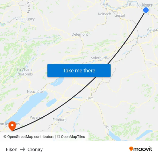 Eiken to Cronay map