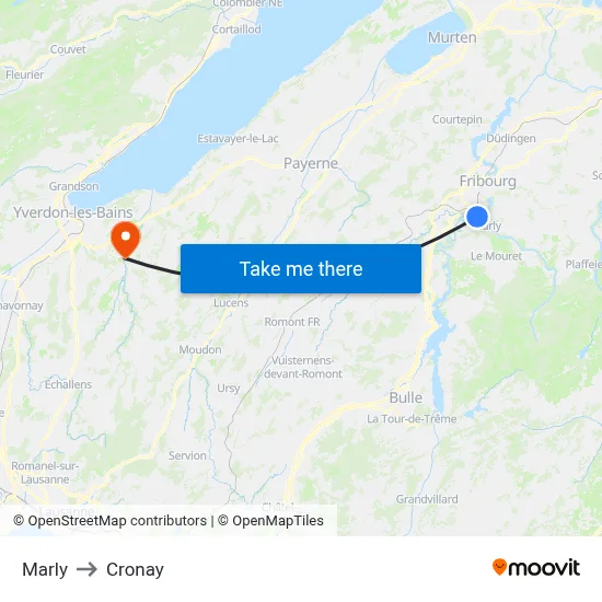 Marly to Cronay map
