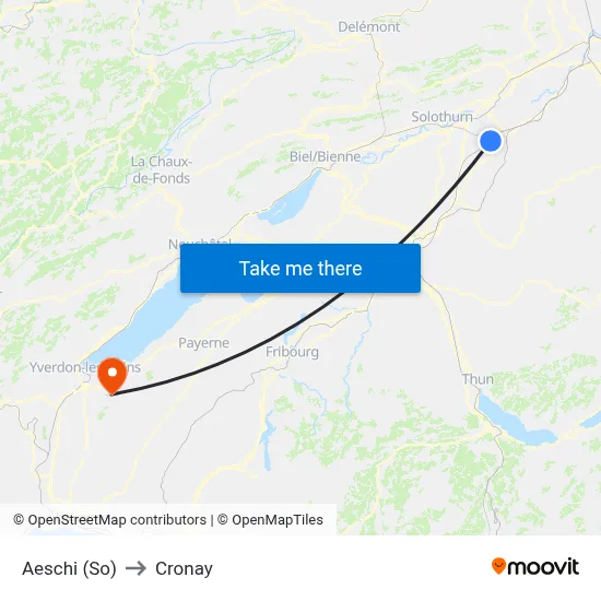 Aeschi (So) to Cronay map