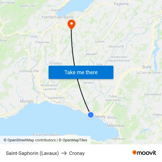 Saint-Saphorin (Lavaux) to Cronay map