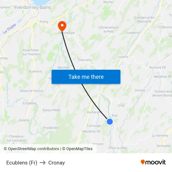 Ecublens (Fr) to Cronay map