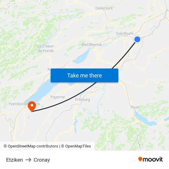 Etziken to Cronay map