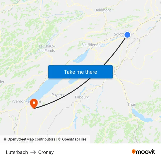Luterbach to Cronay map