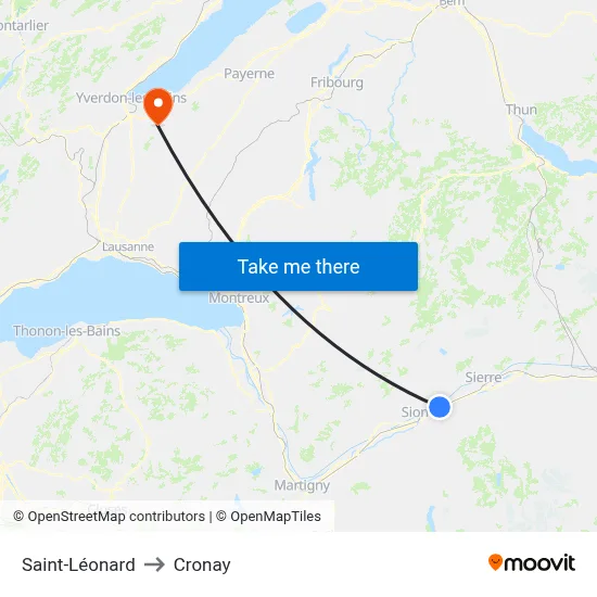 Saint-Léonard to Cronay map