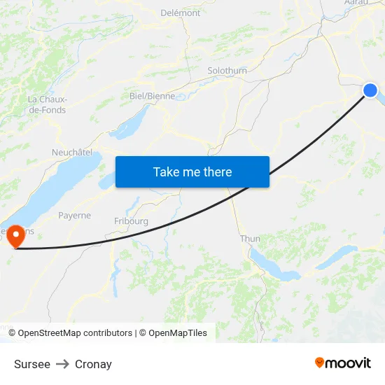 Sursee to Cronay map
