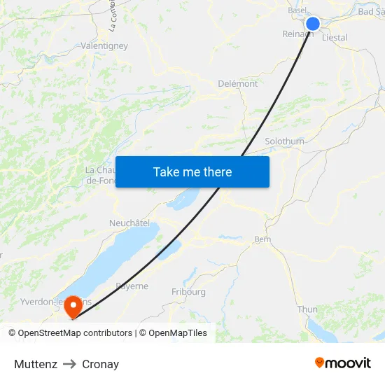 Muttenz to Cronay map