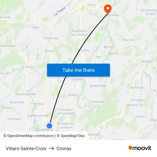 Villars-Sainte-Croix to Cronay map
