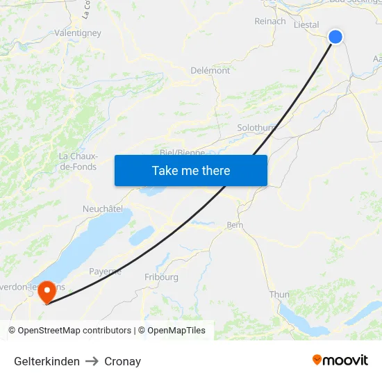 Gelterkinden to Cronay map