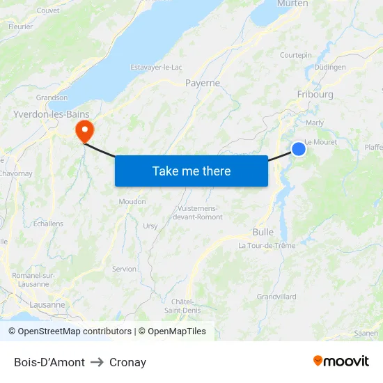 Bois-D’Amont to Cronay map