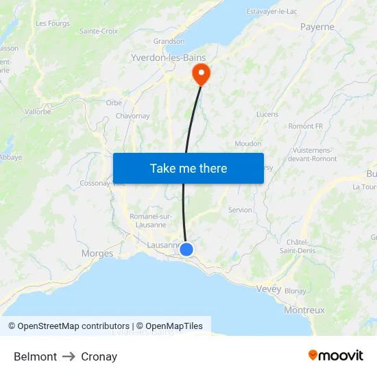 Belmont to Cronay map